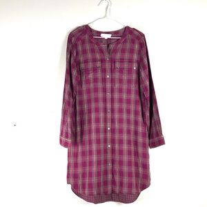 Two by Vince Camuto Button-down Plaid Shirt Dress